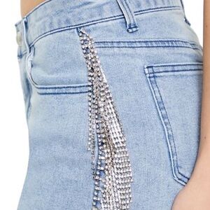 Rhinestone Fringe Denim Shorts -New w/Tags